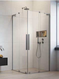   Radaway Furo SL Brushed Nickel KDD szögletes szálcsiszolt króm zuhanykabin 80x80 átlátszó