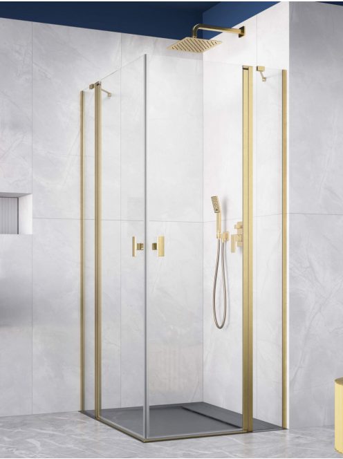 Radaway Nes ﻿Brushed Gold KDD II﻿ szögletes szálcsiszolt arany zuhanykabin 100x80 átlátszó