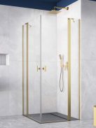 Radaway Nes ﻿Brushed Gold KDD II﻿ szögletes szálcsiszolt arany zuhanykabin 100x90 átlátszó