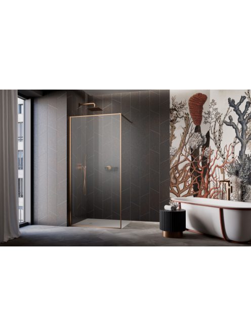 Radaway Modo F II Brushed Copper Walk-in szálcsiszolt réz zuhanyfal 50 átlátszó