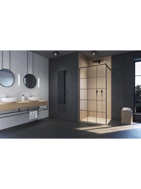 Radaway Modo X Black II Factory Walk-in fekete zuhanyfal 50 átlátszó