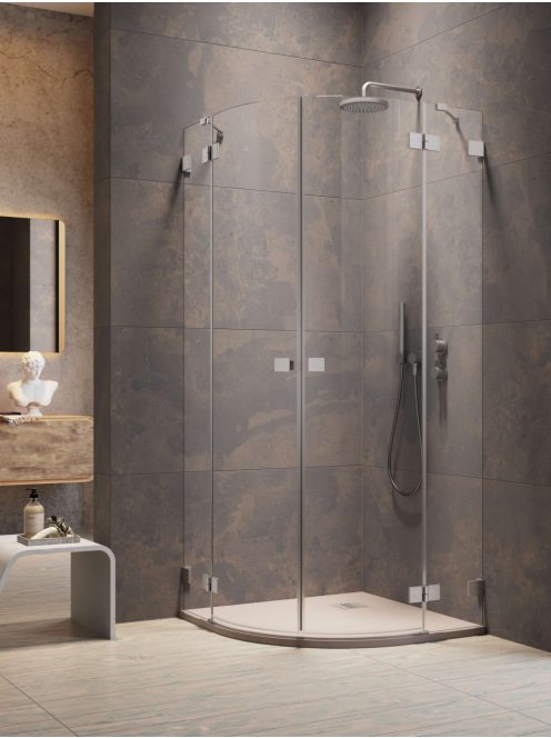 Radaway Essenza Pro Brushed Nickel PDD íves szálcsiszolt króm zuhanykabin 80x80 átlátszó